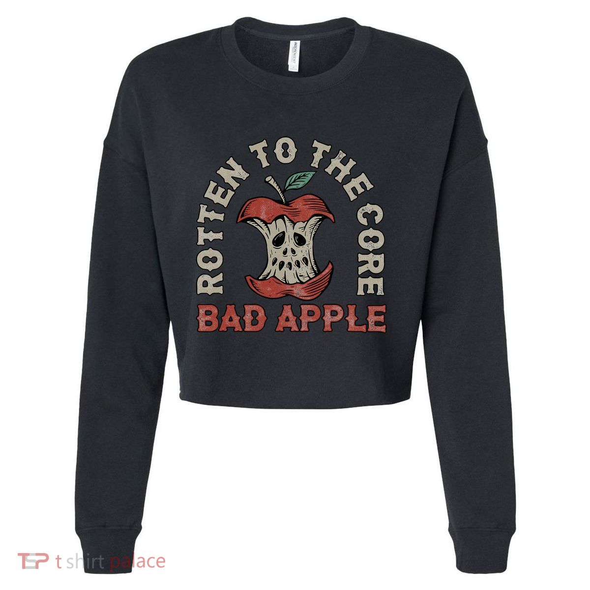Rotten To The Core Bad Apple Cropped Pullover Crew