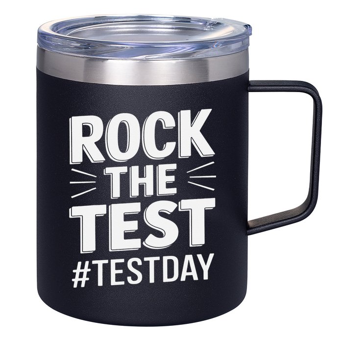 Rock The Test Encouragement Apparel For Teachers And 12oz Stainless Steel Coffee Mug