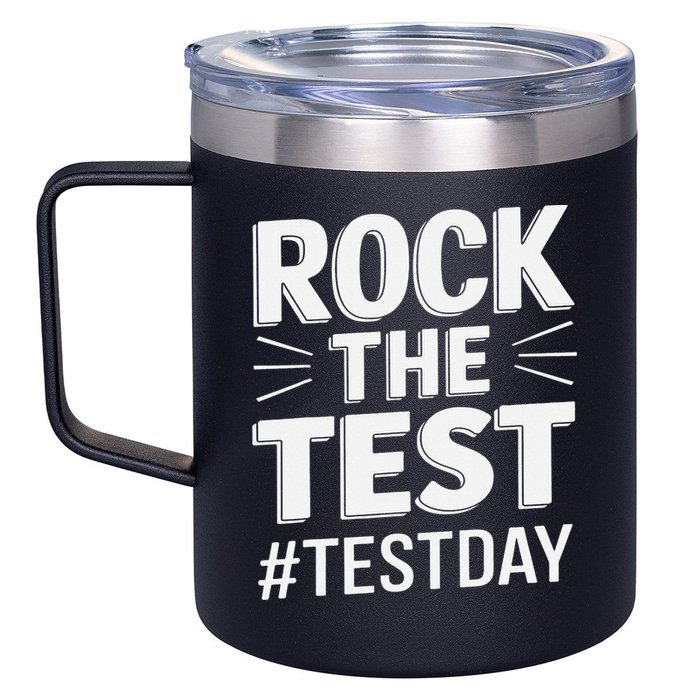 Rock The Test Encouragement Apparel For Teachers And 12oz Stainless Steel Coffee Mug