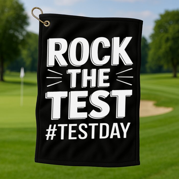 Rock The Test Encouragement Apparel For Teachers And Golf Towel