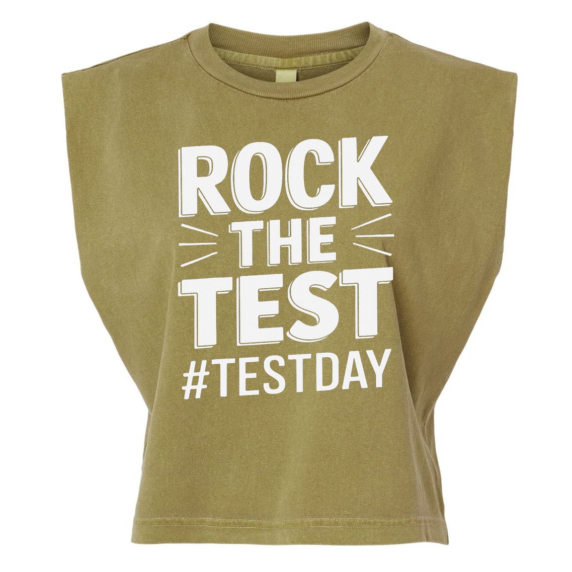 Rock The Test Encouragement Apparel For Teachers And Garment-Dyed Women's Muscle Tee