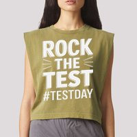 Rock The Test Encouragement Apparel For Teachers And Garment-Dyed Women's Muscle Tee