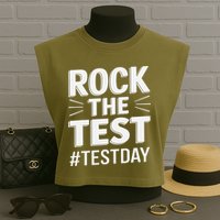 Rock The Test Encouragement Apparel For Teachers And Garment-Dyed Women's Muscle Tee