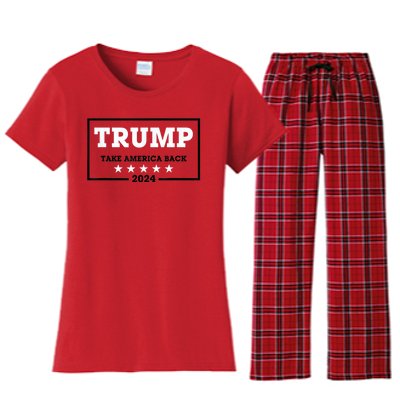 Red Trump Trump 2024 Take America Back Election Red Women's Flannel Pajama Set