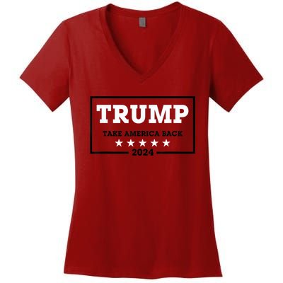 Red Trump Trump 2024 Take America Back Election Red Women's V-Neck T-Shirt