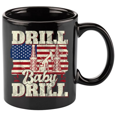 Red Trump Trump 2024 Drill Baby Drill Election Red 11oz C Handle Ceramic Mug