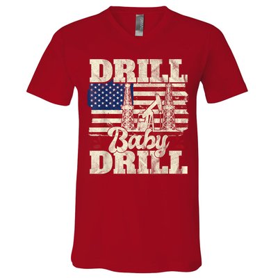 Red Trump Trump 2024 Drill Baby Drill Election Red V-Neck T-Shirt