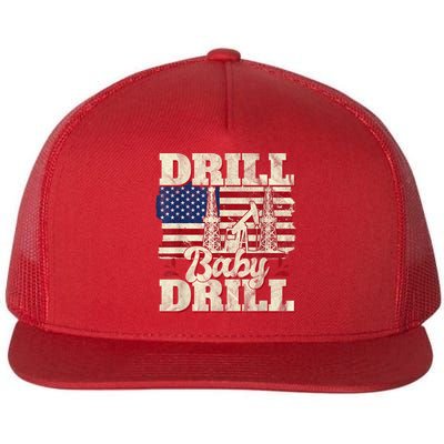 Red Trump Trump 2024 Drill Baby Drill Election Red Flat Bill Trucker Hat