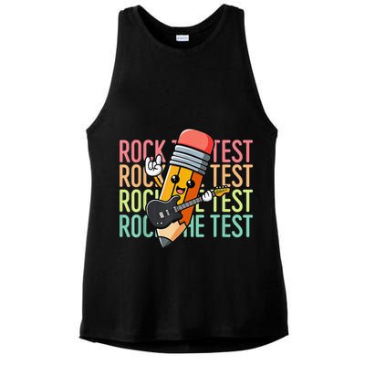 Rock The Test Day Teacher Testing Day Motivational Funny Ladies PosiCharge Tri-Blend Wicking Tank