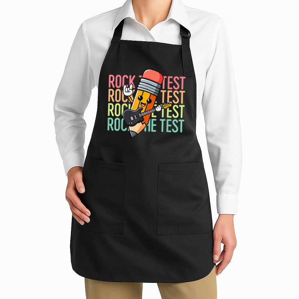 Rock The Test Day Teacher Testing Day Motivational Funny Apron