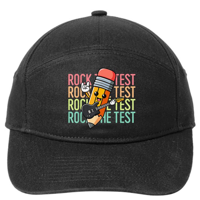 Rock The Test Day Teacher Testing Day Motivational Funny 7-Panel Snapback Hat