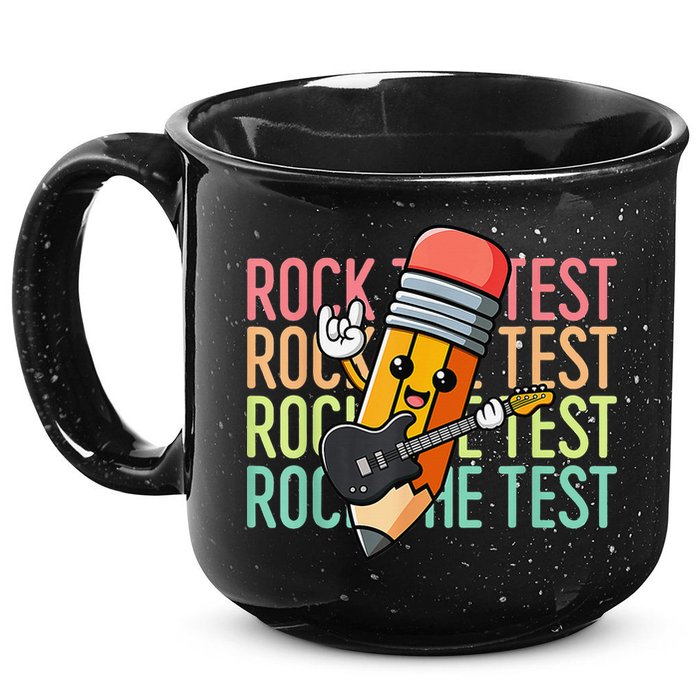Rock The Test Day Teacher Testing Day Motivational Funny 15oz Campfire Ceramic Mug