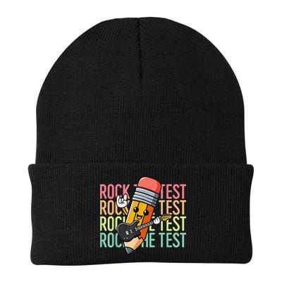 Rock The Test Day Teacher Testing Day Motivational Funny Beanie