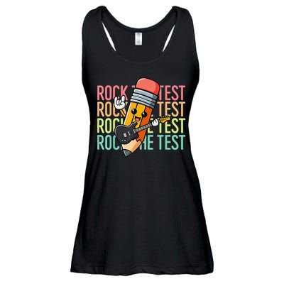 Rock The Test Day Teacher Testing Day Motivational Funny Ladies Essential Flowy Tank