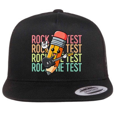 Rock The Test Day Teacher Testing Day Motivational Funny Flatbill Hat