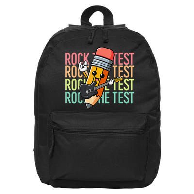 Rock The Test Day Teacher Testing Day Motivational Funny 16 in Basic Backpack