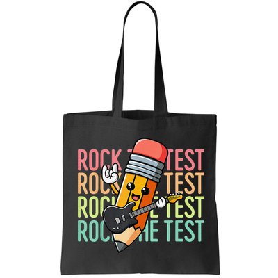 Rock The Test Day Teacher Testing Day Motivational Funny Bag