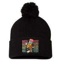 Rock The Test Day Teacher Testing Day Motivational Funny Pom Pom 12in Knit Beanie