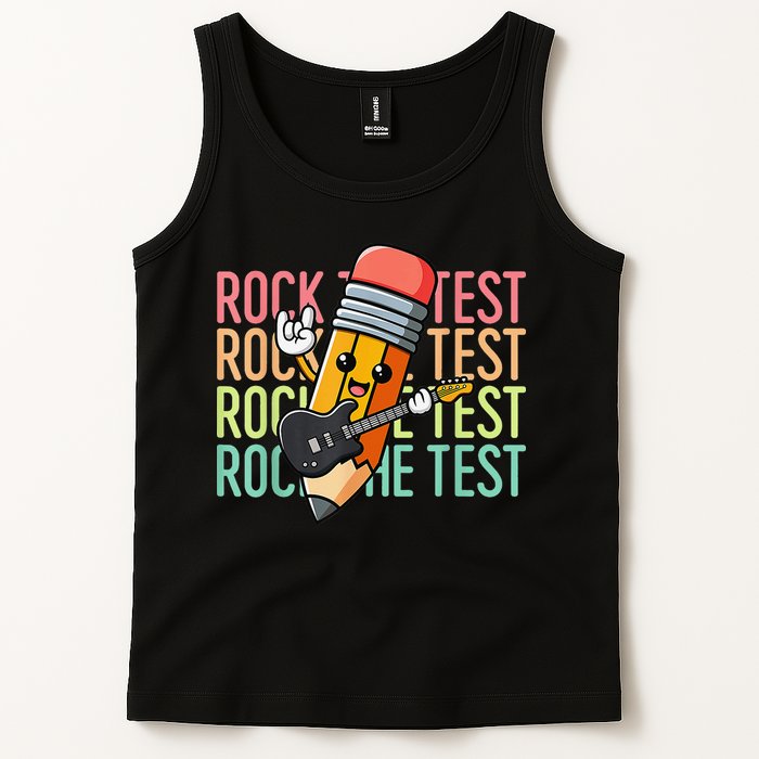 Rock The Test Day Teacher Testing Day Motivational Funny Tank Top