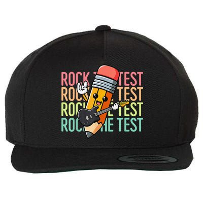 Rock The Test Day Teacher Testing Day Motivational Funny Wool Snapback Cap