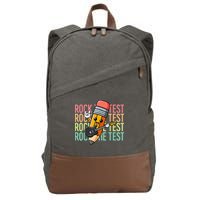 Rock The Test Day Teacher Testing Day Motivational Funny Cotton Canvas Backpack