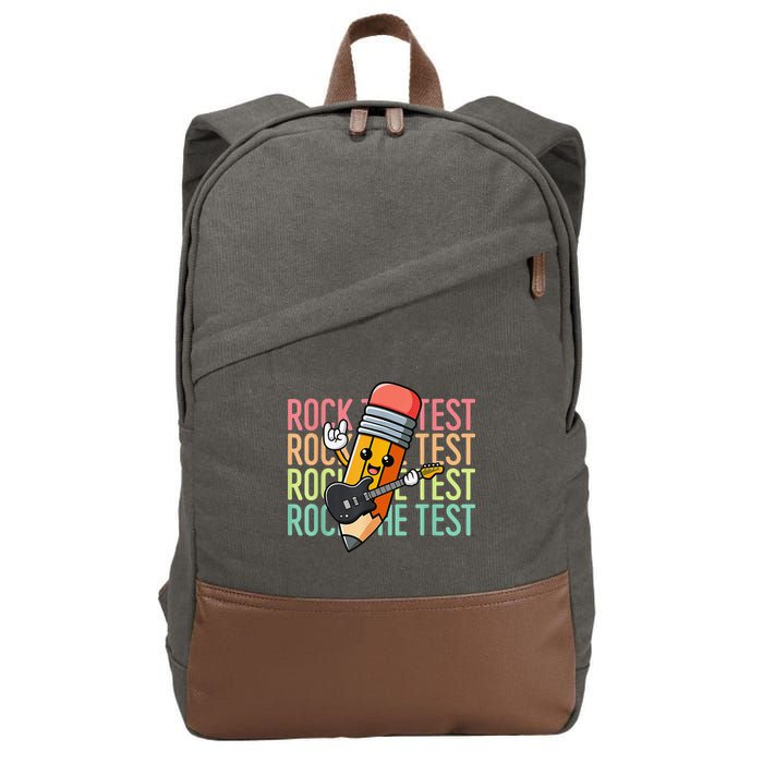 Rock The Test Day Teacher Testing Day Motivational Funny Cotton Canvas Backpack
