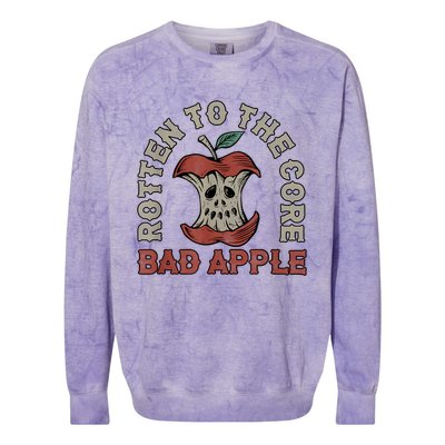 Rotten To The Core Bad Apple Funny Colorblast Crewneck Sweatshirt