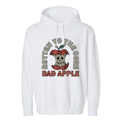 Rotten To The Core Bad Apple Funny Garment-Dyed Fleece Hoodie