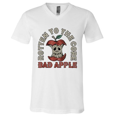 Rotten To The Core Bad Apple Funny V-Neck T-Shirt