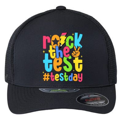 Rock The Test Testing Day Motivational Teacher Student Flexfit Unipanel Trucker Cap