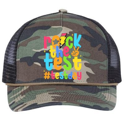 Rock The Test Testing Day Motivational Teacher Student Retro Rope Trucker Hat Cap