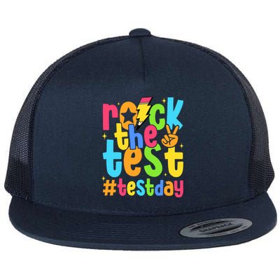 Rock The Test Testing Day Motivational Teacher Student Flat Bill Trucker Hat