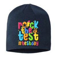 Rock The Test Testing Day Motivational Teacher Student Sustainable Beanie