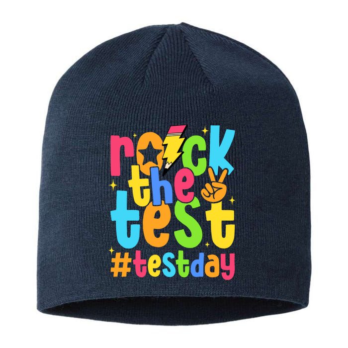 Rock The Test Testing Day Motivational Teacher Student Sustainable Beanie