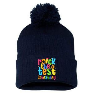 Rock The Test Testing Day Motivational Teacher Student Pom Pom 12in Knit Beanie