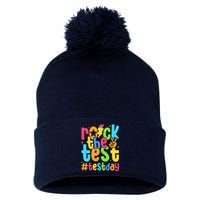 Rock The Test Testing Day Motivational Teacher Student Pom Pom 12in Knit Beanie