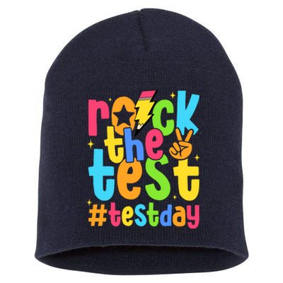 Rock The Test Testing Day Motivational Teacher Student Short Acrylic Beanie