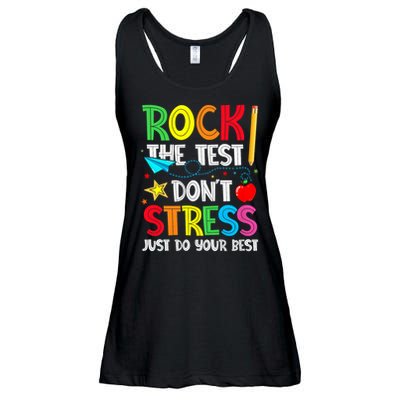 Rock The Test Don't Stress Just Do Your Best Ladies Essential Flowy Tank