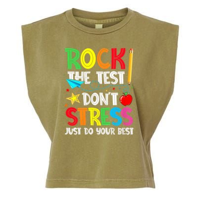 Rock The Test Don't Stress Just Do Your Best Garment-Dyed Women's Muscle Tee