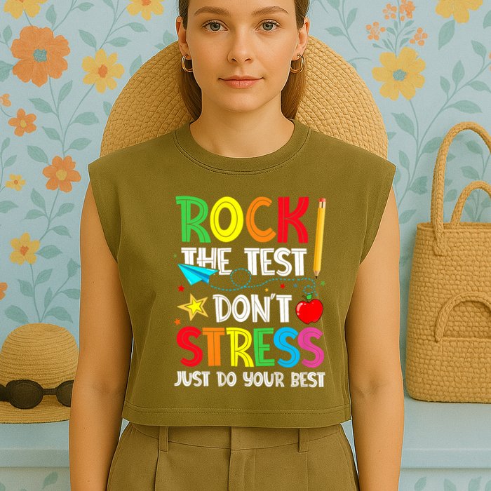 Rock The Test Don't Stress Just Do Your Best Garment-Dyed Women's Muscle Tee