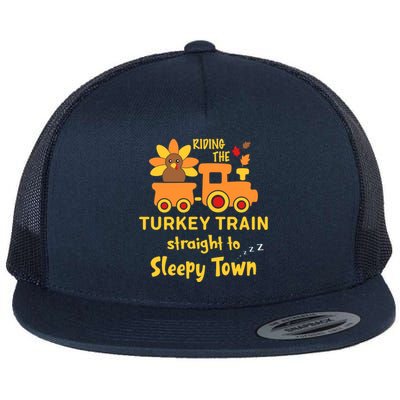 Riden The Turkey Train Sleepy Town Flat Bill Trucker Hat