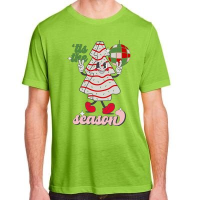 Retro Tis The Season Christmas Tree Cake Funny Xmas Costume Gift Adult ChromaSoft Performance T-Shirt