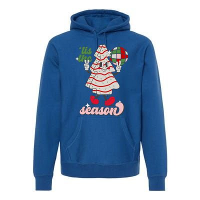 Retro Tis The Season Christmas Tree Cake Funny Xmas Costume Gift Premium Hoodie