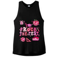 Rock The Test Testing Day Don't Stress Do Your Best Teach.er Ladies PosiCharge Tri-Blend Wicking Tank