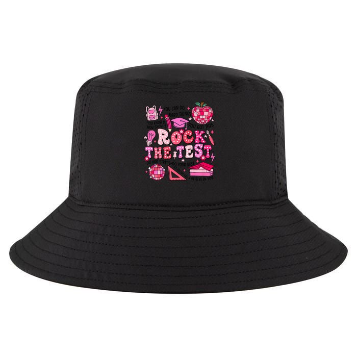 Rock The Test Testing Day Don't Stress Do Your Best Teach.er Cool Comfort Performance Bucket Hat