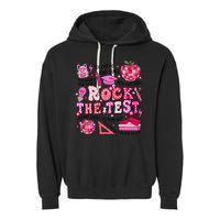 Rock The Test Testing Day Don't Stress Do Your Best Teach.er Garment-Dyed Fleece Hoodie