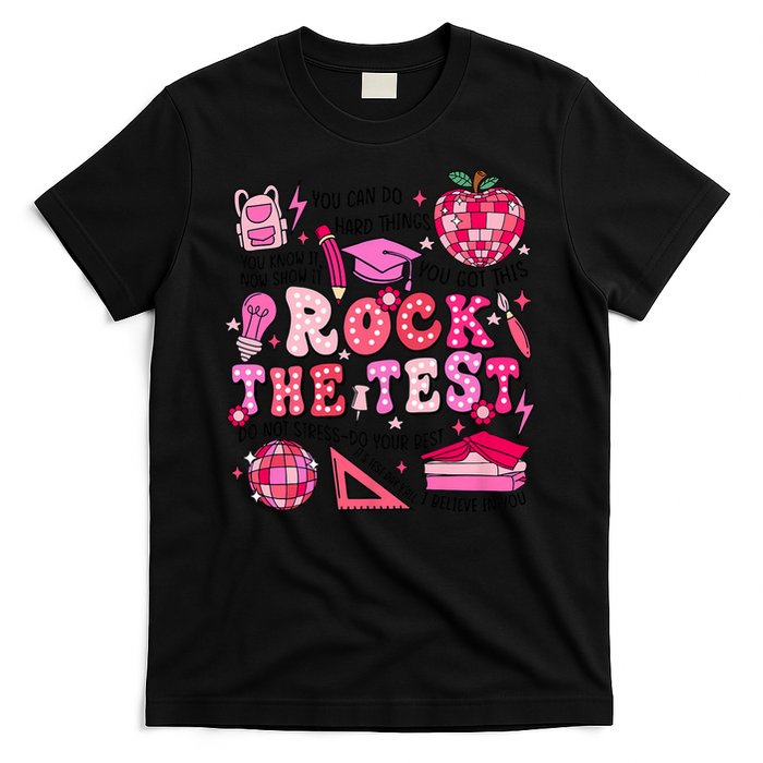 Rock The Test Testing Day Don't Stress Do Your Best Teach.er T-Shirt