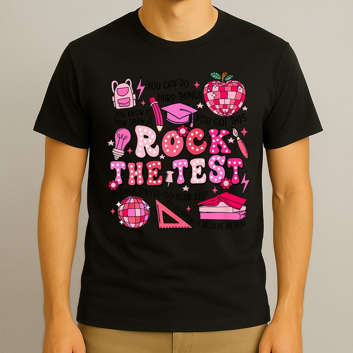 Rock The Test Testing Day Don't Stress Do Your Best Teach.er T-Shirt