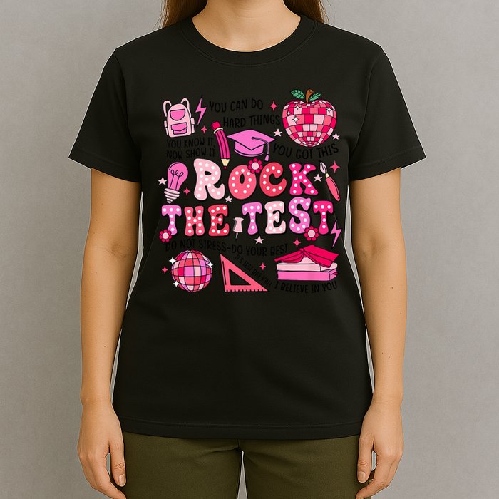 Rock The Test Testing Day Don't Stress Do Your Best Teach.er T-Shirt
