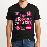 Rock The Test Testing Day Don't Stress Do Your Best Teach.er V-Neck T-Shirt